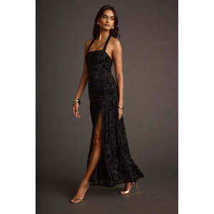 12th Tribe Hollow Black Burnout Halter Maxi Dress Size LL